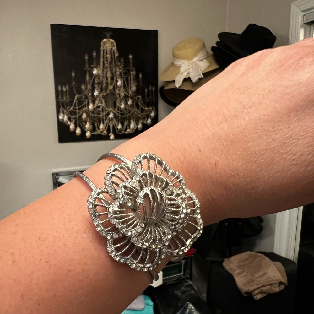 Vintage Adjustable Flower Cuff Bracelet